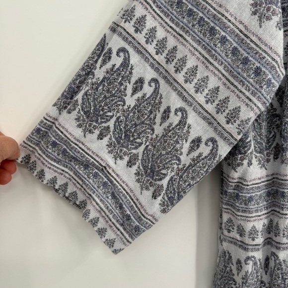J Jill Pure Jill Top Boho Hippie Hemp Cotton Popover Paisley 3/4 Sleeve size L - Picture 5 of 10
